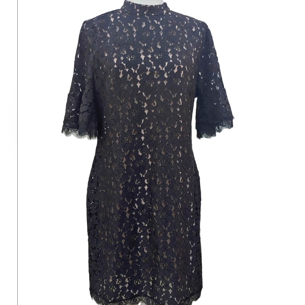 Forever 21 Plus Women's Black Lace Cocktail Mini Dress Short Sleeves Size 1X